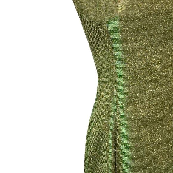 SLA The Label Green Metallic Glittered Sleeveless Cami Camisole Mini Dress Sz M - Picture 2 of 6